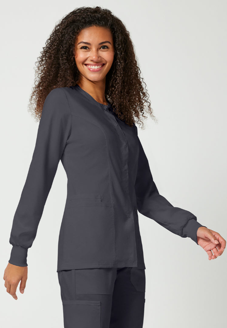 Cherokee Workwear Revolution Women's Snap Front Jacket - Pewter