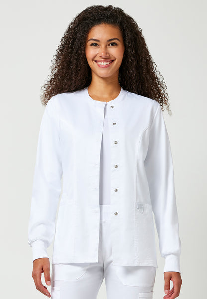Cherokee Workwear Revolution Women's Snap Front Jacket - White