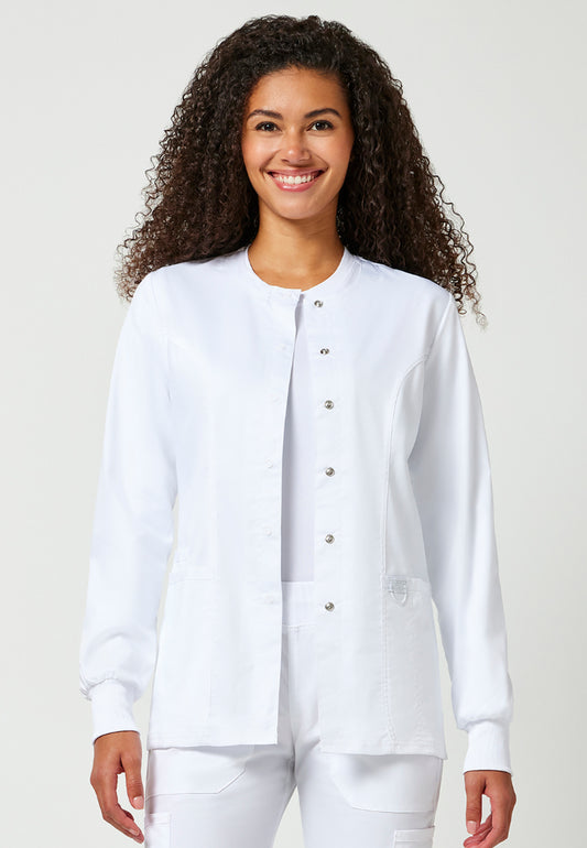 Cherokee Workwear Revolution Women's Snap Front Jacket - White