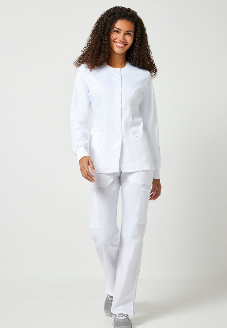 Cherokee Workwear Revolution Women's Snap Front Jacket - White