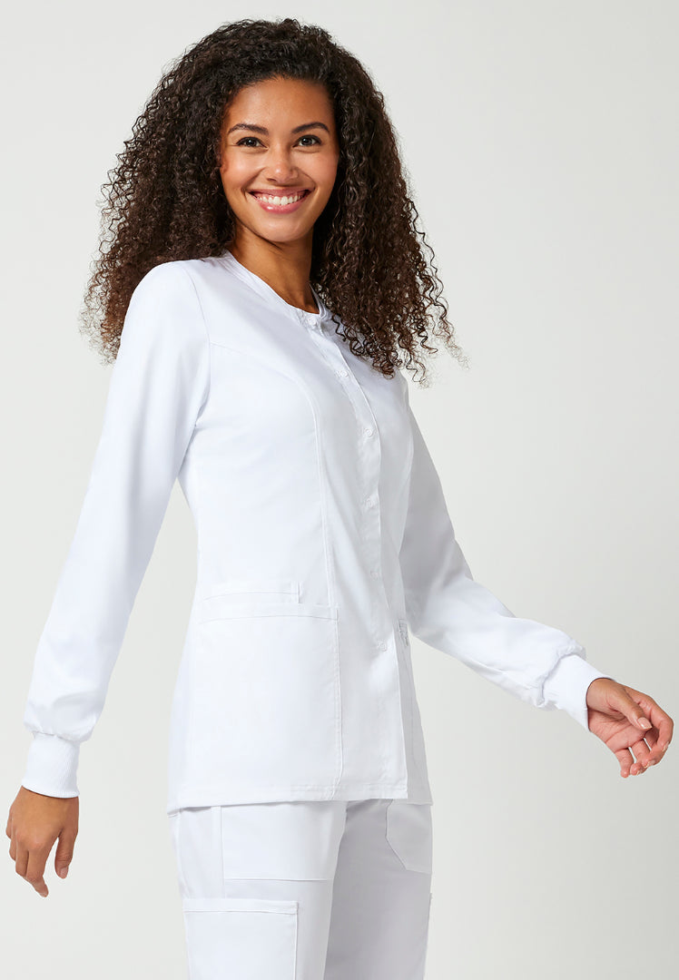 Cherokee Workwear Revolution Women's Snap Front Jacket - White