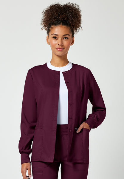 Cherokee Workwear Revolution Women's Snap Front Jacket - Wine