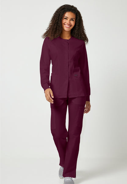 Cherokee Workwear Revolution Women's Snap Front Jacket - Wine