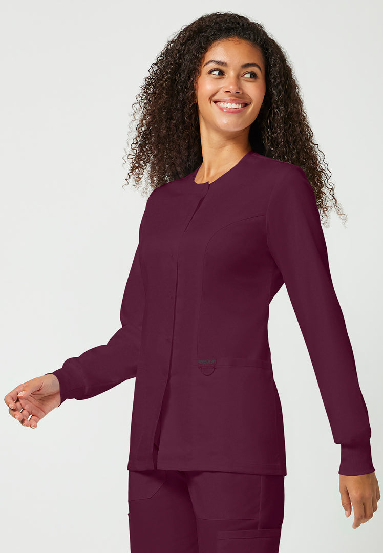 Cherokee Workwear Revolution Women's Snap Front Jacket - Wine