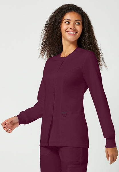 Cherokee Workwear Revolution Women's Snap Front Jacket - Wine