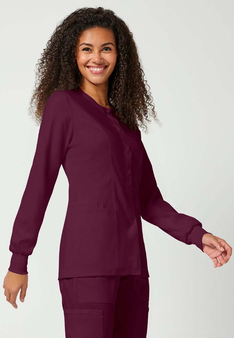 Cherokee Workwear Revolution Women's Snap Front Jacket - Wine