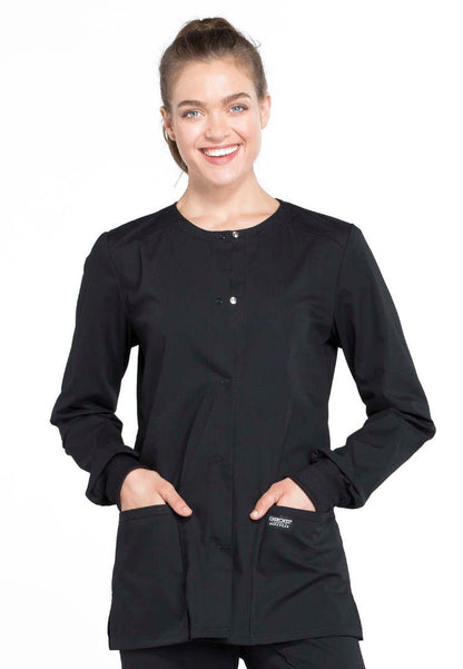 Cherokee Workwear Professionals Women's  Snap Front Jacket - Black