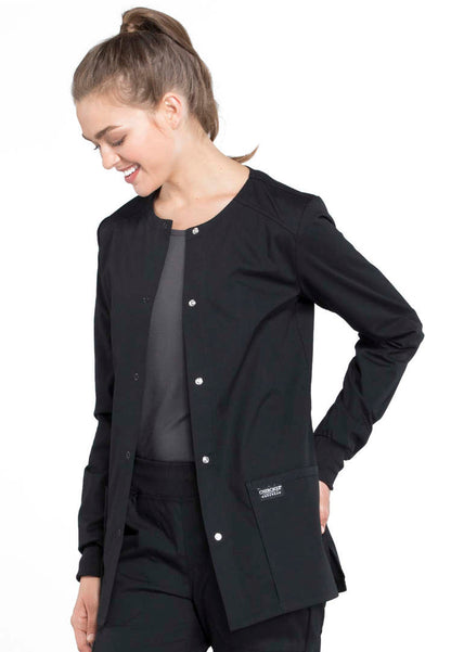Cherokee Workwear Professionals Women's  Snap Front Jacket - Black