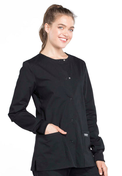 Cherokee Workwear Professionals Women's  Snap Front Jacket - Black