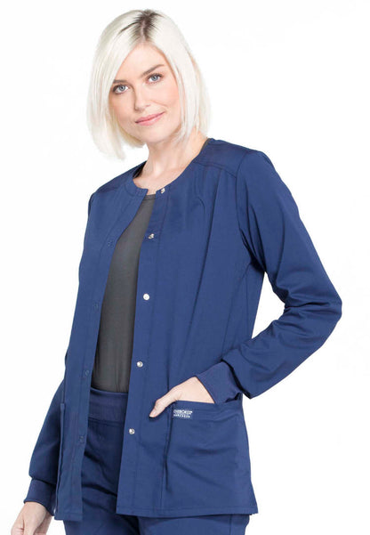 Cherokee Workwear Professionals Women's  Snap Front Jacket - Navy