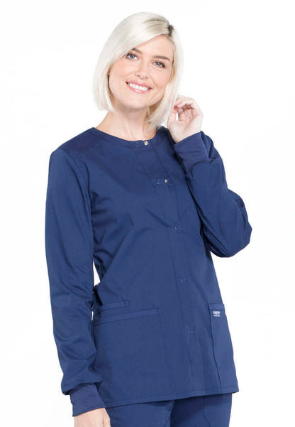 Cherokee Workwear Professionals Women's  Snap Front Jacket - Navy