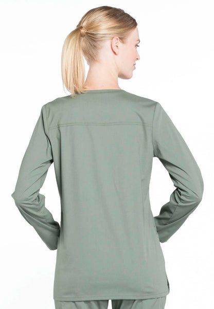 Cherokee Workwear Professionals Women's  Snap Front Jacket - Olive