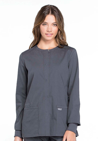 Cherokee Workwear Professionals Women's  Snap Front Jacket - Pewter