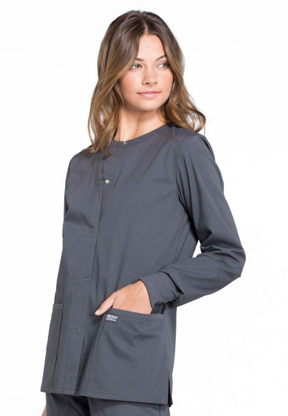 Cherokee Workwear Professionals Women's  Snap Front Jacket - Pewter