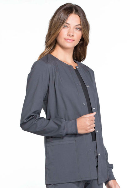 Cherokee Workwear Professionals Women's  Snap Front Jacket - Pewter