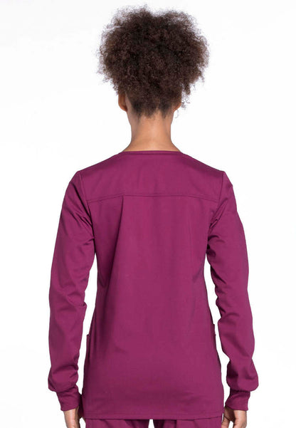 Cherokee Workwear Professionals Women's  Snap Front Jacket - Wine