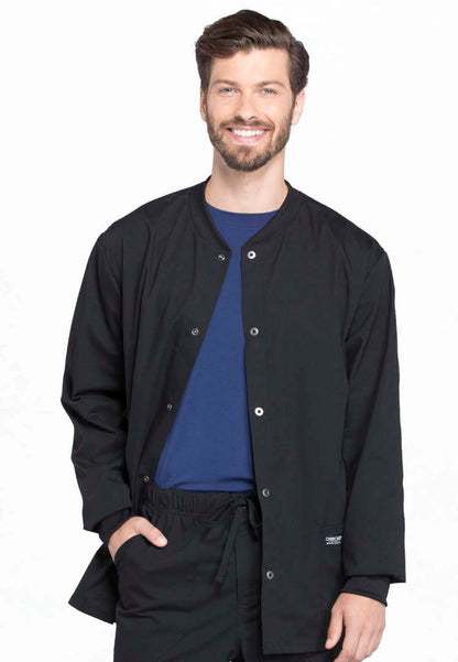 Cherokee Workwear Professionals Men's Snap Front Jacket - Black