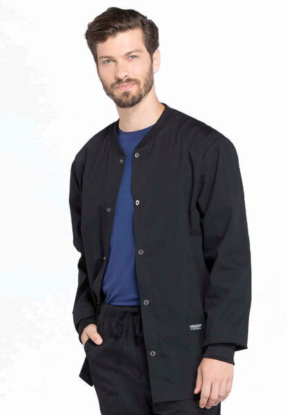 Cherokee Workwear Professionals Men's Snap Front Jacket - Black