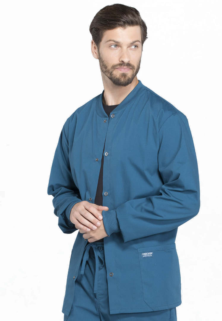 Cherokee Workwear Professionals Men's Snap Front Jacket - Caribbean