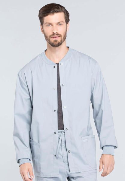 Cherokee Workwear Professionals Men's Snap Front Jacket - Grey