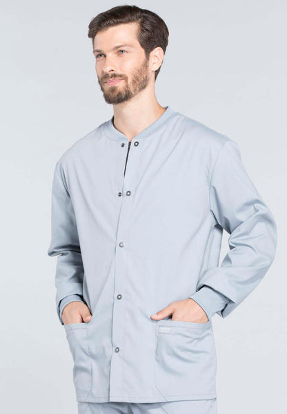 Cherokee Workwear Professionals Men's Snap Front Jacket - Grey