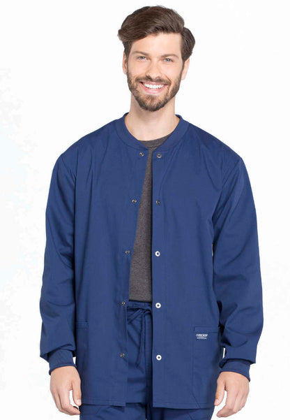 Cherokee Workwear Professionals Men's Snap Front Jacket - Navy