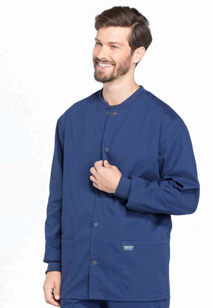 Cherokee Workwear Professionals Men's Snap Front Jacket - Navy