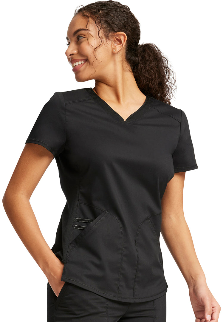 Cherokee Work Wear Revolution V-Neck Top - Black