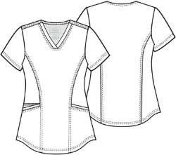 Line Drawing for Cherokee WW612 Women’s V-Neck Scrub Top - Navy