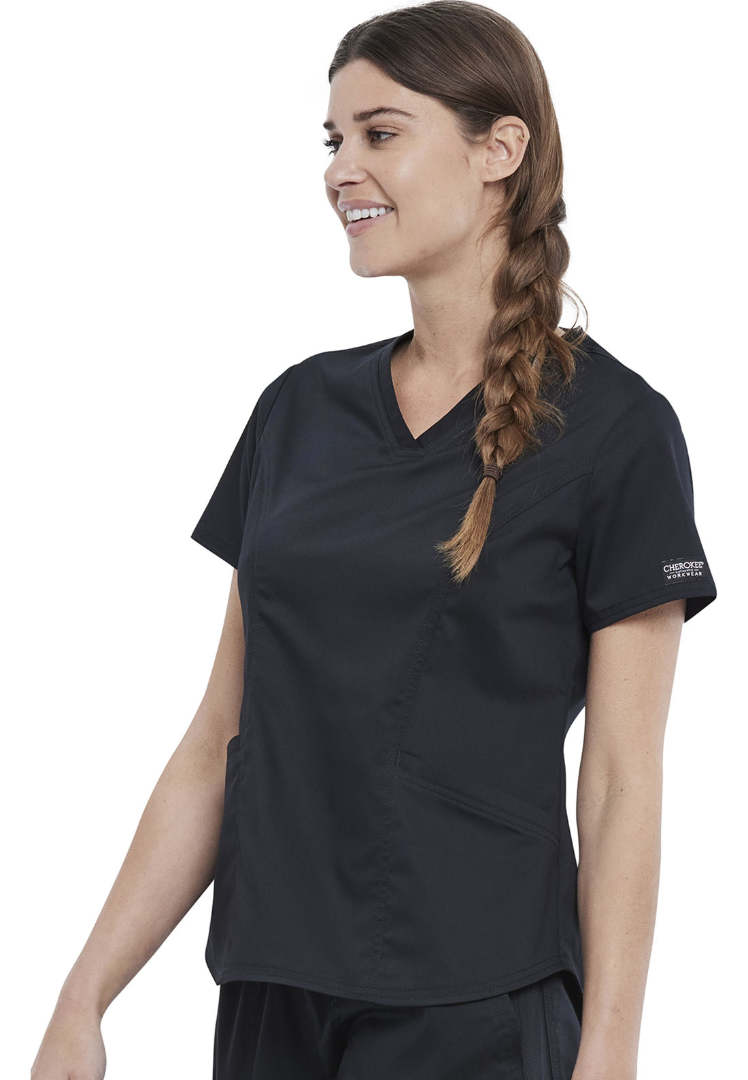 Blouse médicale à col en V pour femme Cherokee WW612 - Noire