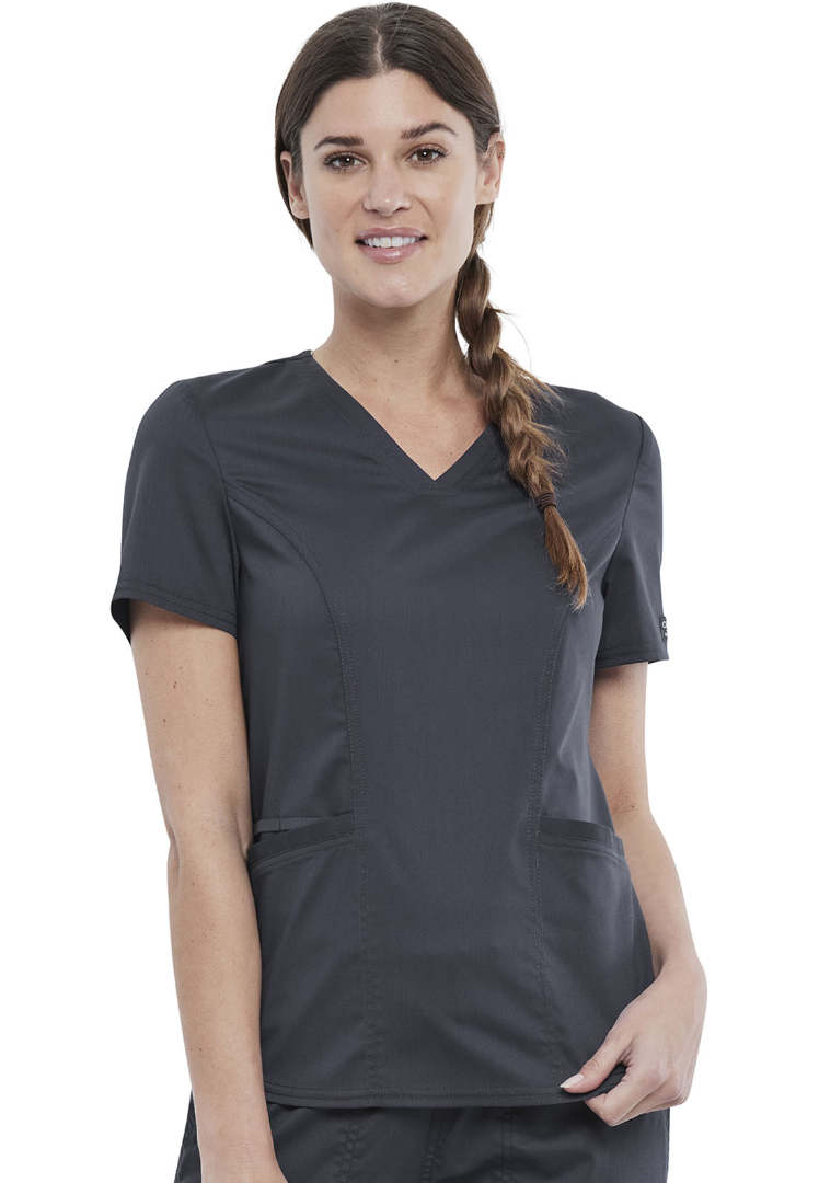 Cherokee WW612 Women’s V-Neck Scrub Top - Pewter