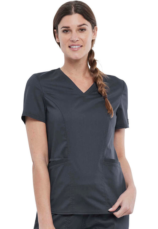 Cherokee WW612 Women’s V-Neck Scrub Top - Pewter