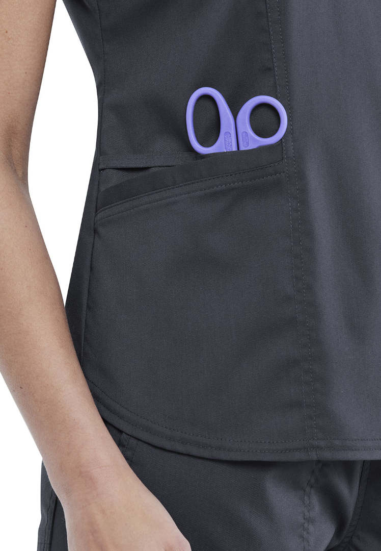 Cherokee WW612 Women’s V-Neck Scrub Top - Pewter