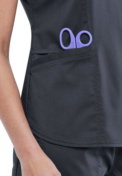 Cherokee WW612 Women’s V-Neck Scrub Top - Pewter