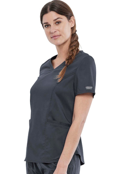 Cherokee WW612 Women’s V-Neck Scrub Top - Pewter
