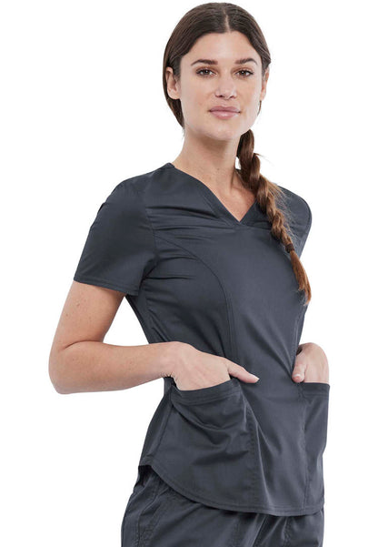 Cherokee WW612 Women’s V-Neck Scrub Top - Pewter