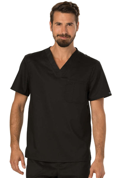Cherokee Workwear Revolution - Camiseta de cuello en V con pliegues para hombre - Negra