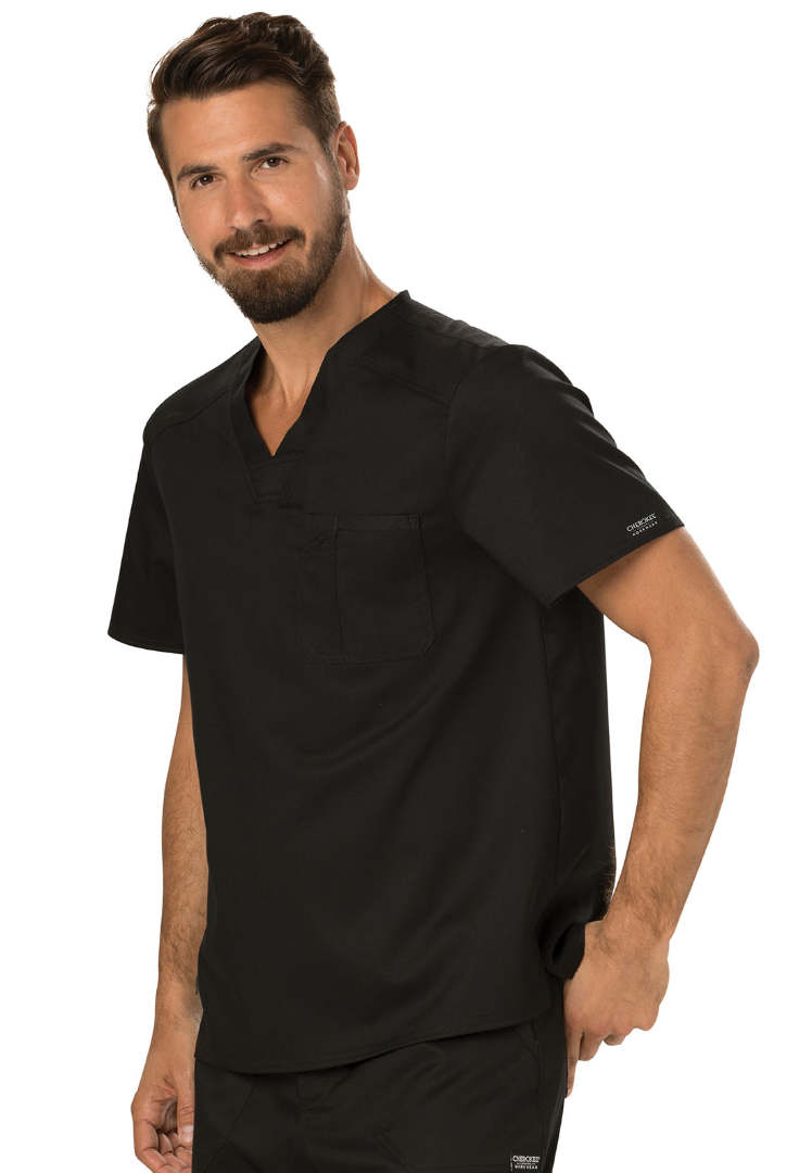 Cherokee Workwear Revolution Men's Tuckable V-Neck Top - Black