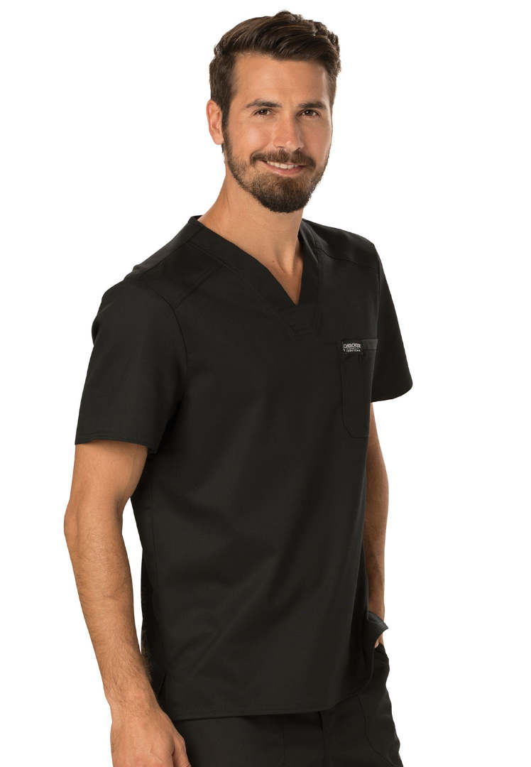 Cherokee Workwear Revolution Men's Tuckable V-Neck Top - Black