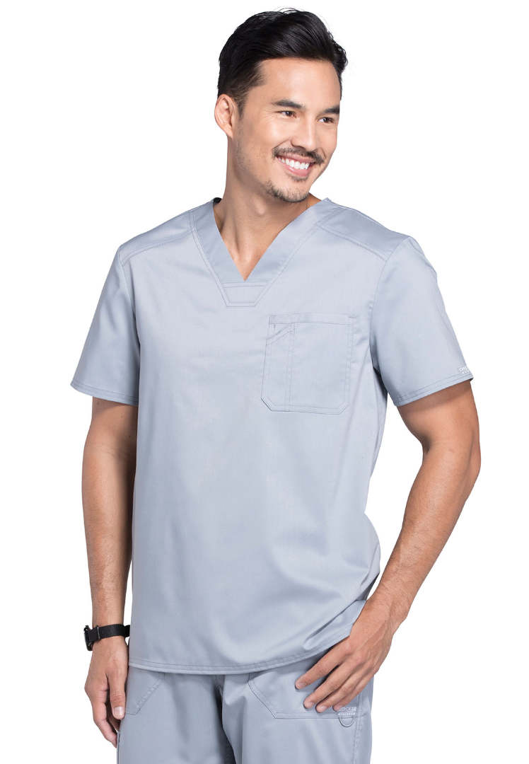 Cherokee Workwear Revolution Men's Tuckable V-Neck Top - Grey