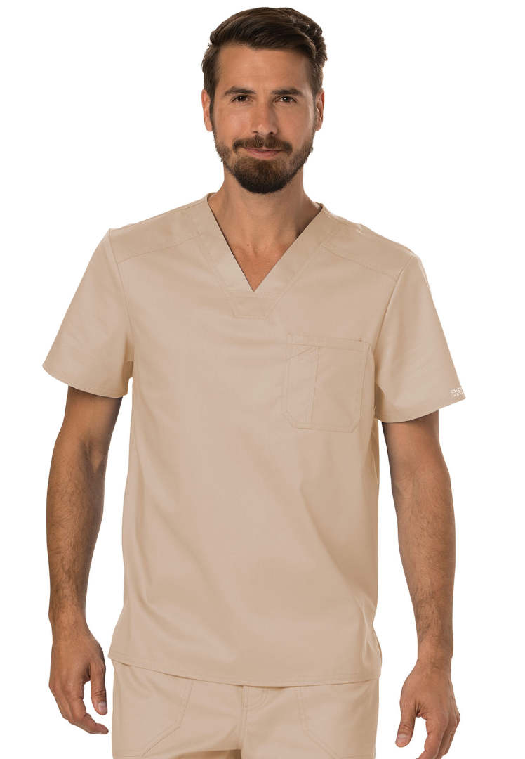 Cherokee Workwear Revolution Men's Tuckable V-Neck Top - Khaki