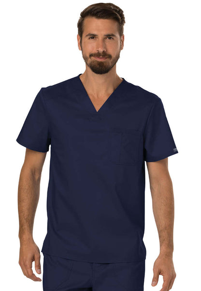Cherokee Workwear Revolution - Camiseta de cuello en V con cierre de botones para hombre - Azul marino