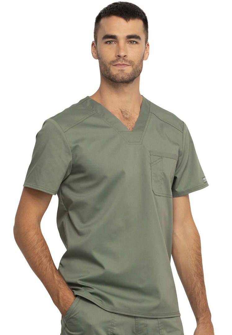 Cherokee Workwear Revolution Men's Tuckable V-Neck Top - Olive