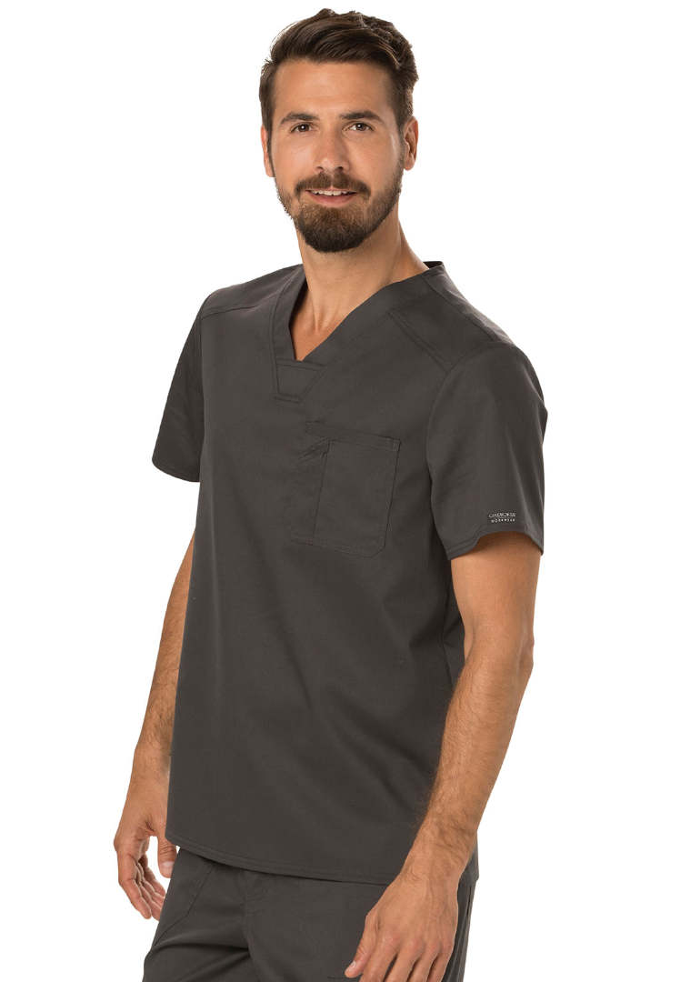 Cherokee Workwear Revolution Men's Tuckable V-Neck Top - Pewter