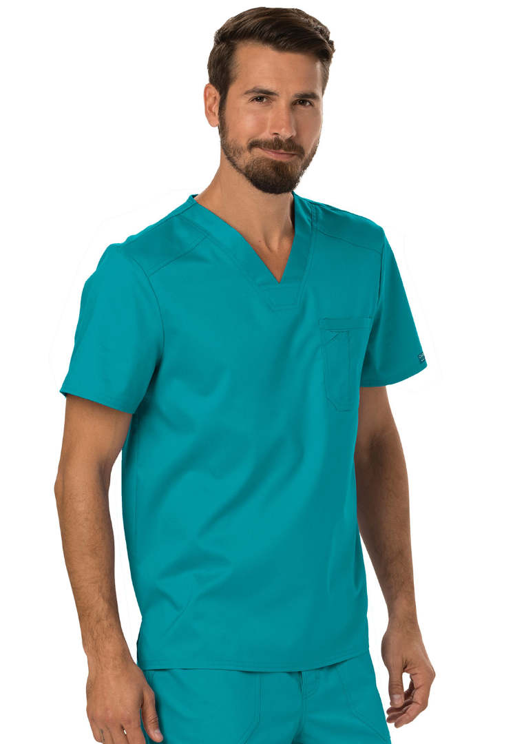 Cherokee Workwear Revolution Men's Tuckable V-Neck Top - Teal