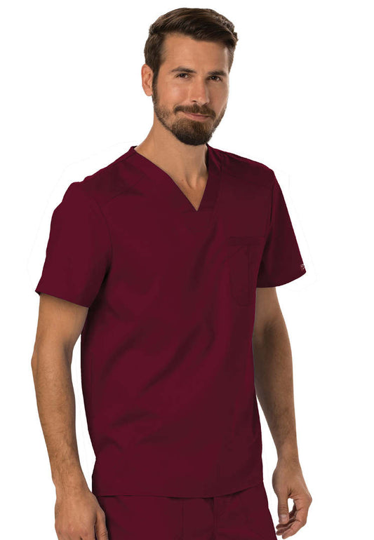 Cherokee Workwear Revolution Men's Tuckable V-Neck Top - Wine