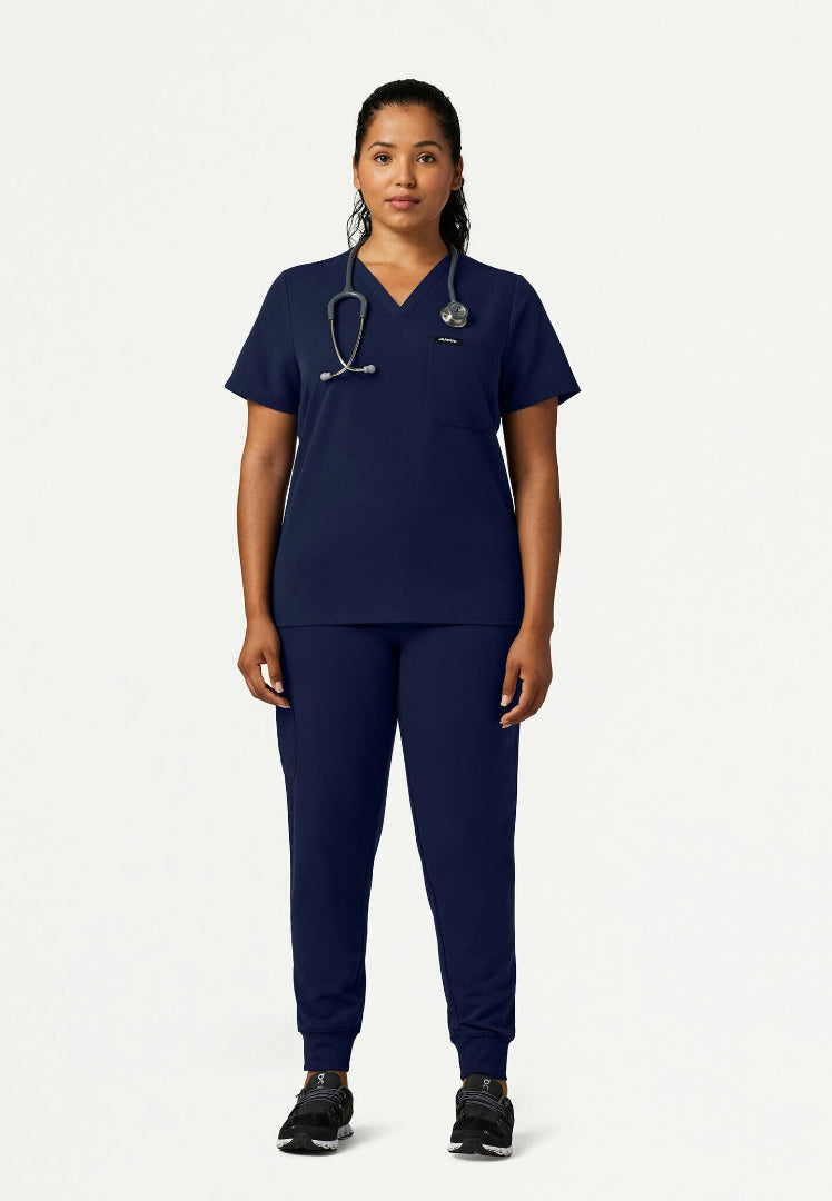Rhena Slim Essential 1-Pocket Scrub Top - Midnight Navy