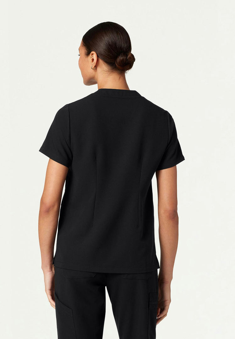 Blusa médica con cuello en V y muescas Helia - Negra