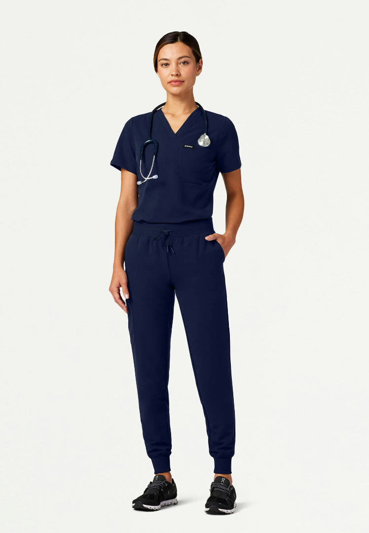 Rhena Slim Essential 1-Pocket Scrub Top - Midnight Navy