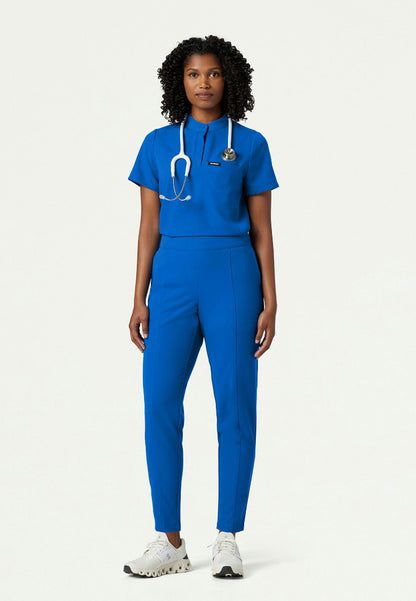 Savi Tuck-In Stand-Collar Scrub Top - Royal Blue